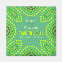 Green Teal Tribal Save the Date Magnet