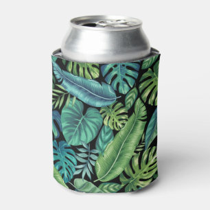 Green & Teal Tropical Palm Banana Monstera Leaves Can Cooler