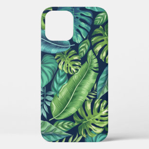 Green & Teal Tropical Palm Banana Monstera Leaves iPhone 12 Case