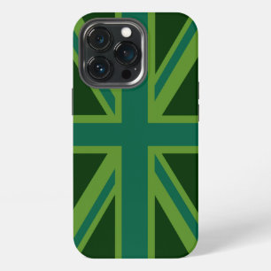 Green Teal Union Jack British Flag Background iPhone 13 Pro Case