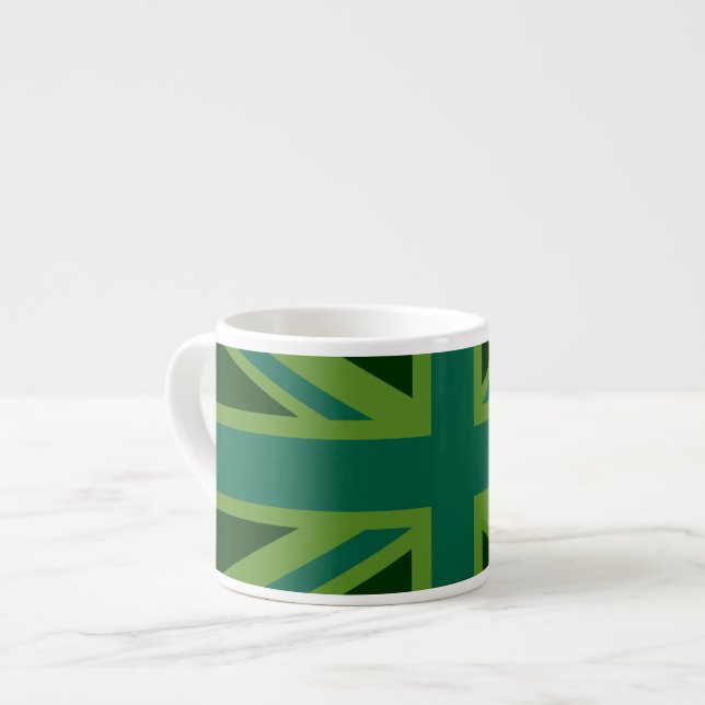 Green Teal Union Jack Flag Style Background Espresso Cup (Front Left)