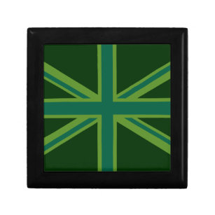 Green Teal Union Jack Flag Style Background Gift Box
