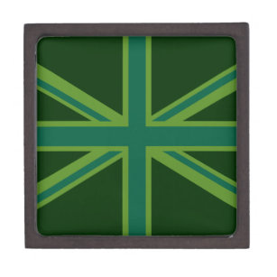 Green Teal Union Jack Flag Style Background Keepsake Box