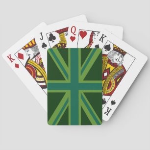 Green Teal Union Jack Flag Style Background Playing Cards
