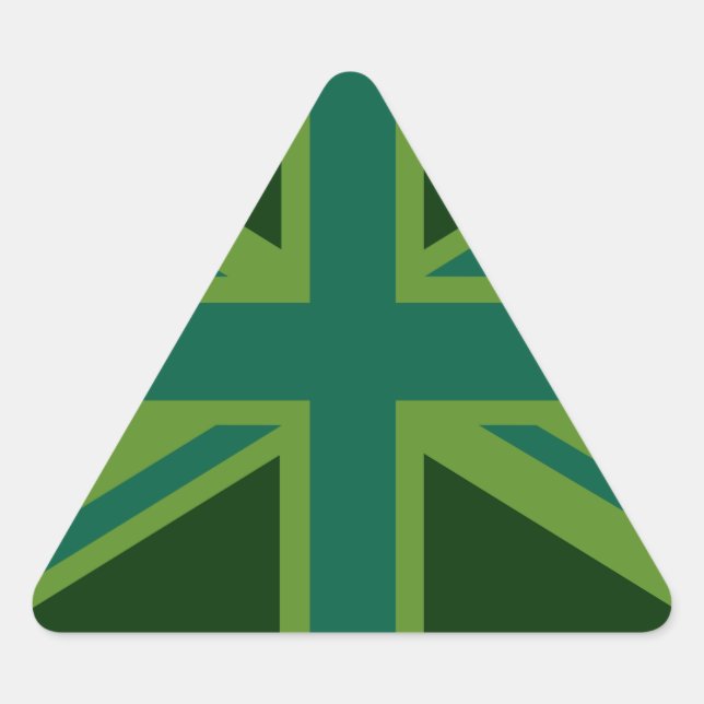 Green Teal Union Jack Flag Style Background Triangle Sticker (Front)