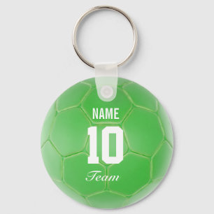 Green Team Soccer Ball Personalised Name Key Ring