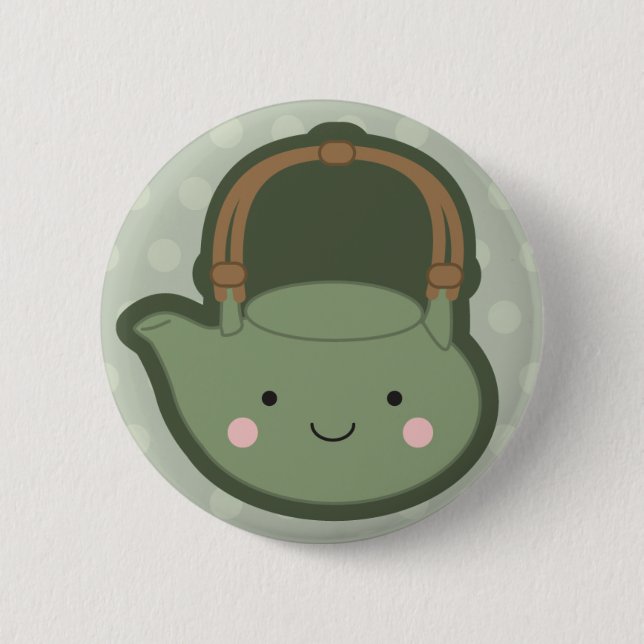 Green Teapot 6 Cm Round Badge (Front)