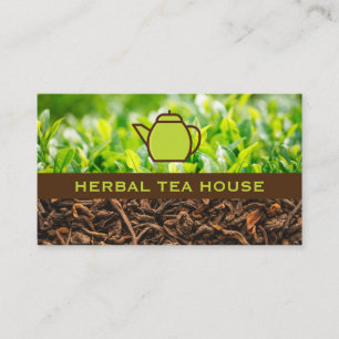 Green Teapot   Tea Plants and Dried Tea Business Card