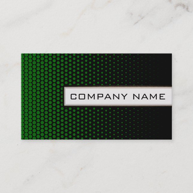 Green Techno Dots Elegant Modern Black Business Card (Front)