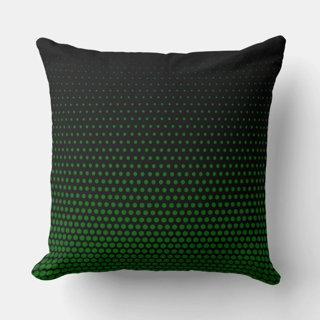 Green Techno Dots Modern Black Cushion (Front)