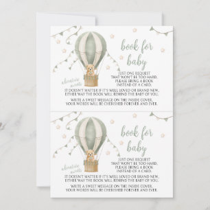 Green Teddy Balloon Adventure Book for Baby Shower Invitation