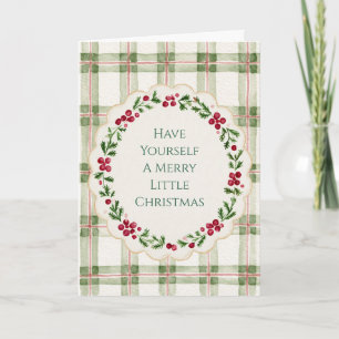 Green Teddy Bear Merry Little Christmas Card