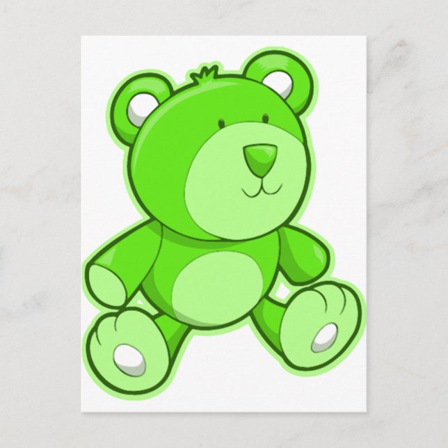 Green Teddy Bear Postcard (Front)