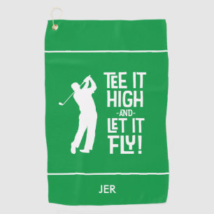 Green Tee It High & Let It Fly Funny Golfer Humour Golf Towel
