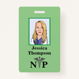 Green Telemedicine Nurse Practitioner ID Badge