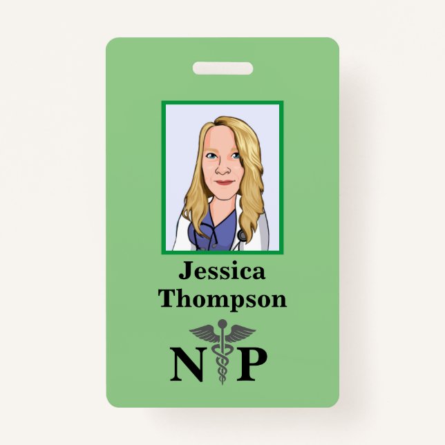 Green Telemedicine Nurse Practitioner ID Badge (Front)