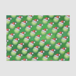 Green Tennis Ball In Santa Hat Pattern Tissue Paper