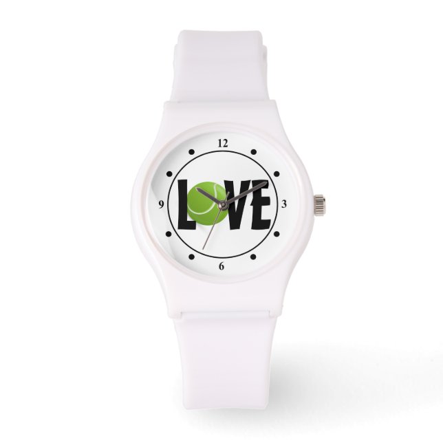 Green Tennis Ball LOVE Tennis Player Watch (Front)