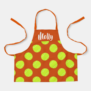Green tennis ball orange pattern apron