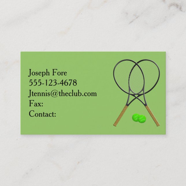Green Tennis Business Card Template (Front)