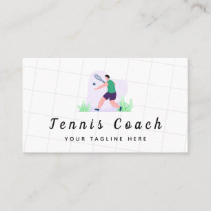 Green Tennis Coach Illustration Professional Sport Business Card
