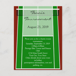Green Tennis Court Design Invitation Postcard