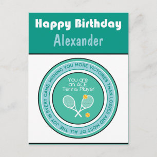 Green Tennis 🎾  Happy Birthday Postcard