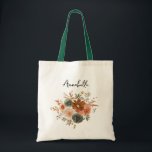 Green & Terra Cotta Floral Wedding Tote Bag<br><div class="desc">Give yourself,  yourself as bride,  and / or your bridesmaids a gift of a tote bag to carry all of their things on your special day.  Personalise with your and your bridesmaids' names.  Made with hand painted,  watercolor Green & Terra Cotta Florals.</div>
