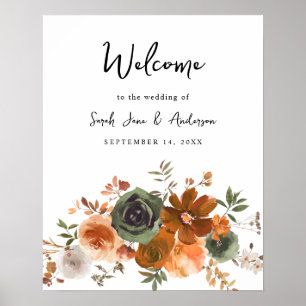 Green & Terra Cotta Floral Welcome Poster
