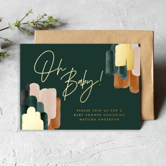 Green terracotta abstract watercolor baby shower (Creator Uploaded)