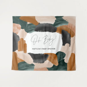 Green terracotta abstract watercolor baby shower b tapestry