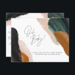 Green terracotta abstract watercolor baby shower i postcard<br><div class="desc">Green terracotta abstract watercolor baby shower modern script baby shower invitation.</div>