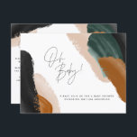 Green terracotta abstract watercolor baby shower i postcard<br><div class="desc">Green terracotta abstract watercolor baby shower modern script baby shower invitation.</div>