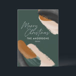 Green terracotta modern minimal watercolor holiday card<br><div class="desc">Budget green terracotta abstract watercolor modern script non photo christmas card. Modern on trend green,  beige and terracotta colorway design.</div>