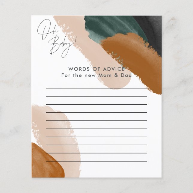 Green terracotta watercolor baby shower game flyer (Front)