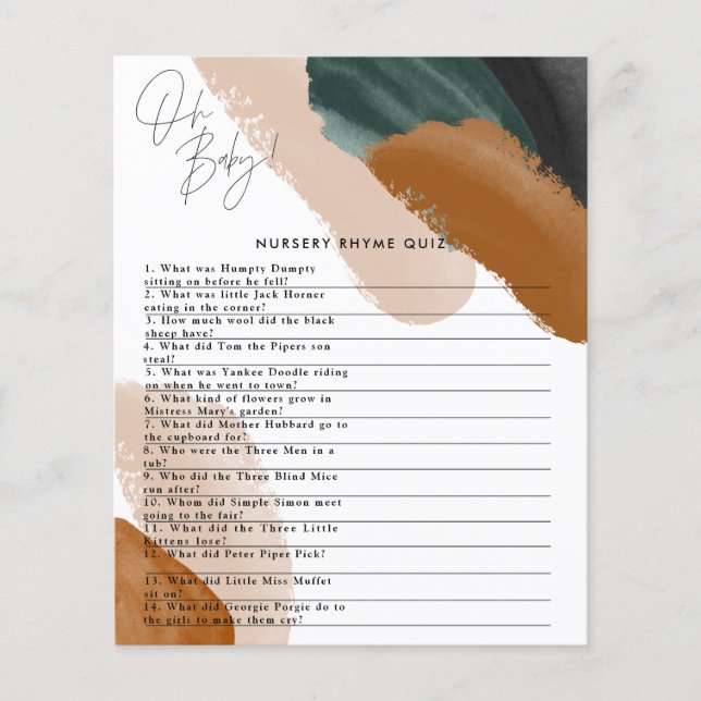 Green terracotta watercolor baby shower game flyer (Front)