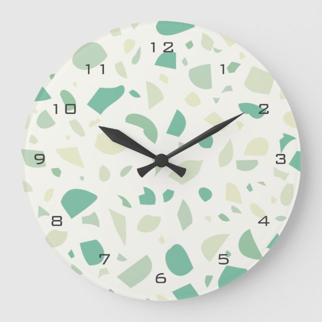 Green terrazzo pattern large clock (Front)
