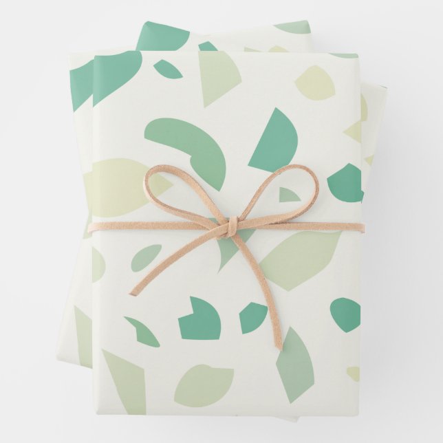 Green terrazzo pattern wrapping paper sheet (In situ)