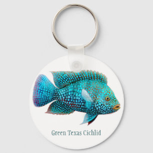 Green Texas Cichlid Fish Keychain