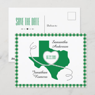 Green Texas Curling Ribbon Save the Date Postcard