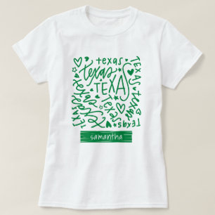 Green Texas Doodle Pattern T-Shirt