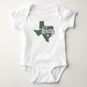 Green Texas Heart Baby Bodysuit