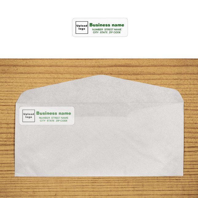 Green Text Business Return Address Label (Return address label in green text on envelope)