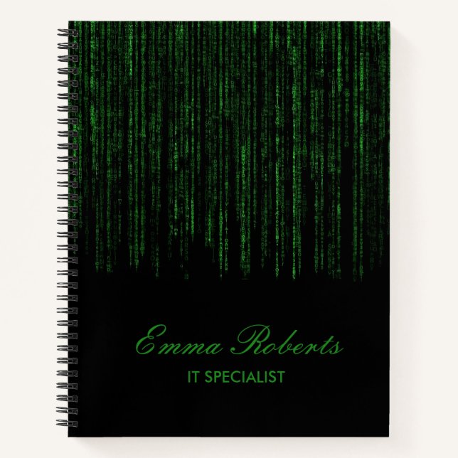 Green text drip black notebook (Front)