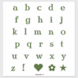 Green Text Letters Monogram Alphabet Stickers