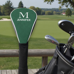 Green Textured Leather Monogram Personalised Name Golf Head Cover