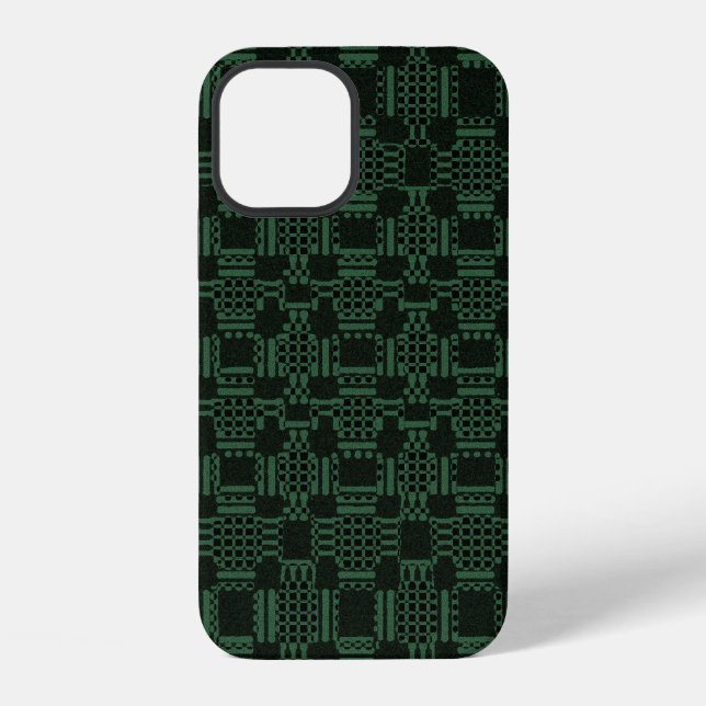 Green textured squares pattern Case-Mate iPhone ca Case (Back)