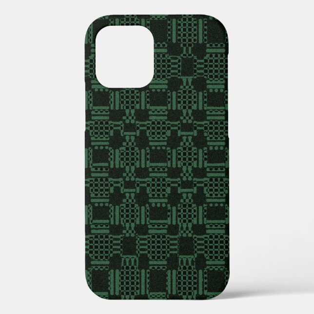 Green textured squares pattern Case-Mate iPhone ca Case (Back)
