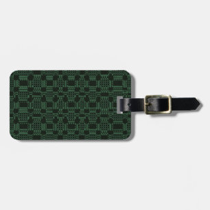 Green textured squares pattern luggage tag