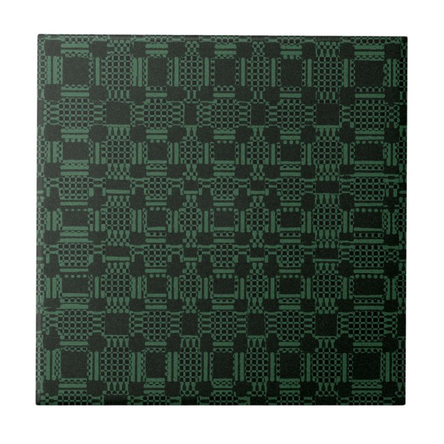 Green textured squares pattern tile (Front)